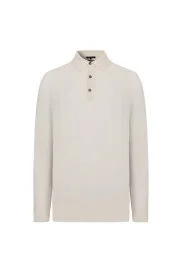 Hemington - Saf Kaşmir Polo Yaka Şerit Desenli Ekru Triko