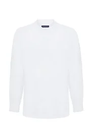 Hemington - Saf Keten Beyaz Hakim Yaka Gömlek