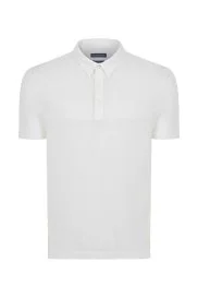 Hemington - Saf Keten Beyaz Polo Yaka T-Shirt Hemington - Saf Keten Beyaz Polo Yaka T-Shirt