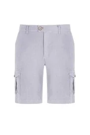 Hemington - Saf Keten Gri Kargo Şort