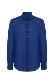 Hemington - Saf Keten Lacivert Gömlek