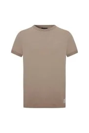 Hemington - Saf Pamuk Bisiklet Yaka Vizon Rengi Basic T-Shirt