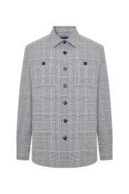 Hemington - Saf Pamuk Ekose Desenli Gri Ceket Gömlek