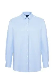 Hemington - Gizli Düğme Pamuk Mavi Gömlek