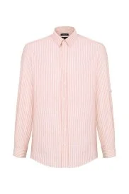 Hemington - Saf Pamuk Somon Rengi Çizgili Oxford Gömlek Hemington - Saf Pamuk Somon Rengi Çizgili Oxford Gömlek
