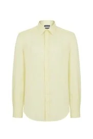 Hemington - Sarı Saf Keten Gömlek