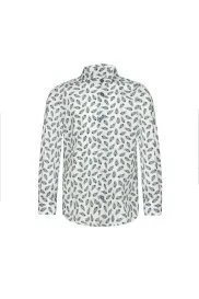 Hemington - Paisley Desen İtalyan Yaka Beyaz-Mavi Saf Pamuk Çocuk Gömlek