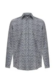 Hemington - Şal Desen Yeşil Kadife Gömlek