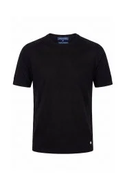Bisiklet Yaka Siyah Giza Pamuk Triko T-Shirt