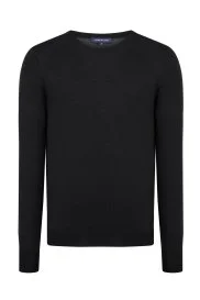 Hemington - Bisiklet Yaka Siyah Merino Yün Triko