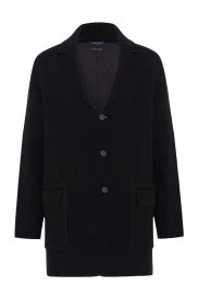 Hemington - Siyah Merino Yün Triko Palto
