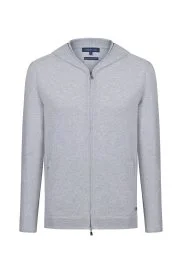 Hemington - Slim Fit Gri Kapüşonlu İnce Hırka Hemington - Slim Fit Gri Kapüşonlu İnce Hırka