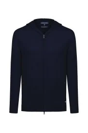 Hemington - Slim Fit Lacivert Kapüşonlu İnce Hırka