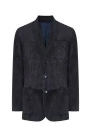 Süet Deri Lacivert Blazer Ceket
