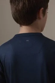 Supima Pamuk Bisiklet Yaka Tencel Lacivert Çocuk T-Shirt
