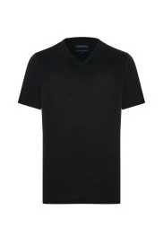 Hemington - Supima Pamuk V Yaka Tencel Siyah T-Shirt