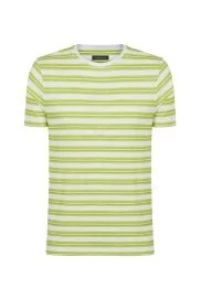 Hemington - Beyaz Yeşil Çizgili Bisiklet Yaka Saf Pamuk T-Shirt Hemington - Beyaz Yeşil Çizgili Bisiklet Yaka Saf Pamuk T-Shirt