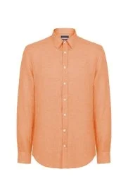 Hemington - Turuncu Saf Keten Spor Gömlek