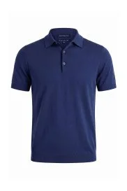 Ultrafine Merino Yünü Mavi Triko Polo
