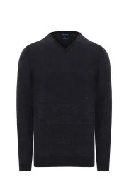 Hemington - V Yaka Merino Yün Antrasit Triko