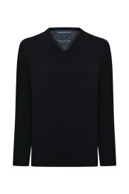 Hemington - V Yaka Siyah Merino Yün Triko