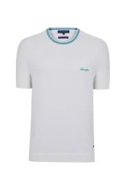 Hemington - Yaka Detaylı Nakış Logolu Beyaz Triko T-Shirt Hemington - Yaka Detaylı Nakış Logolu Beyaz Triko T-Shirt