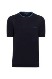 Hemington - Yaka Detaylı Nakış Logolu Lacivert Triko T-Shirt Hemington - Yaka Detaylı Nakış Logolu Lacivert Triko T-Shirt