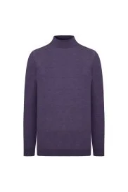 Hemington - Yarım Balıkçı Yaka Merino Yün Mor Triko