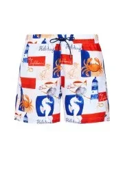 Hemington - Yaz Desen Turuncu Mavi Quick Dry Mayo