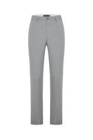 Yazlık İnce Yün Mikro Desenli Açık Gri Chino Pantolon