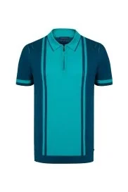 Hemington - Yeşil Çizgili Fermuarlı Triko Polo