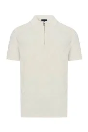 Hemington - Zigzag Desen Beyaz Giza Pamuk Triko Polo