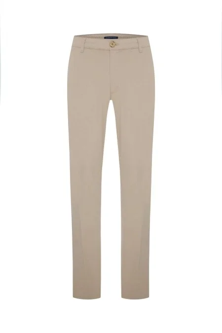 Açık Bej Pamuk Karışım Yazlık Chino Pantolon