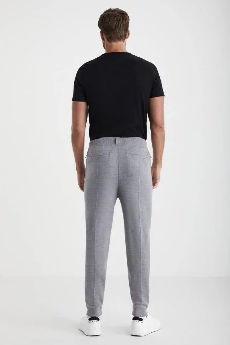 Açık Gri Merino Yün Activewear Triko Pantolon