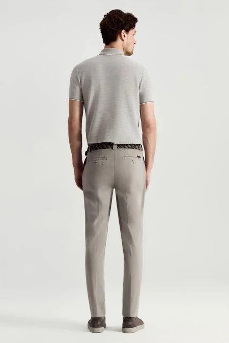 Açık Gri Pamuk Karışım Yazlık Chino Pantolon
