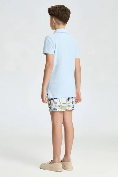 Açık Mavi Havlu Kumaş Polo Yaka Çocuk T-Shirt