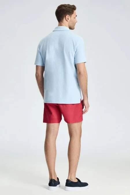 Açık Mavi Havlu Kumaş Polo Yaka T-Shirt