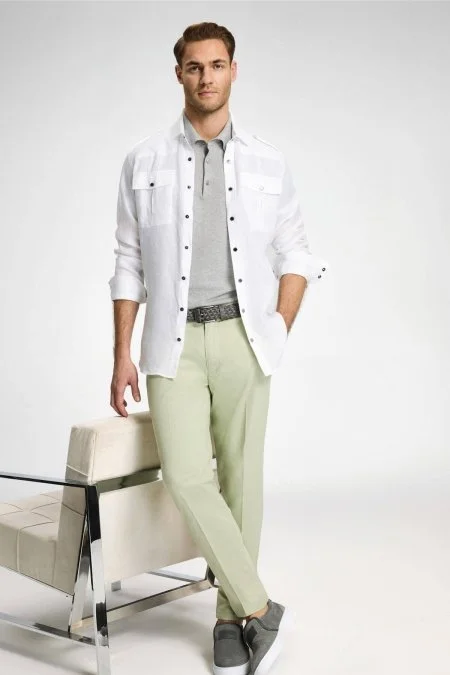 Açık Yeşil Yazlık Chino Pantolon Açık Yeşil Yazlık Chino Pantolon