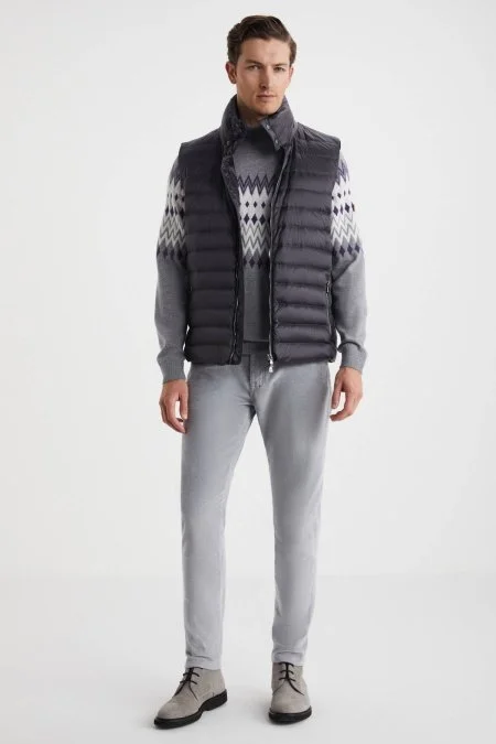 Koyu Gri Activewear Kaz Tüyü Şişme Yelek