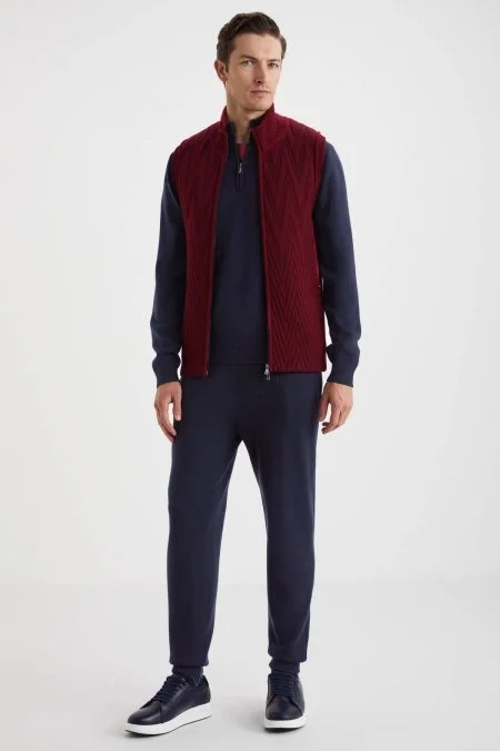 Activewear Merino Yün Bordo Yelek