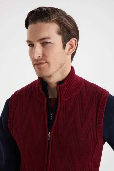 Activewear Merino Yün Bordo Yelek