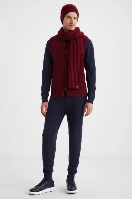 Activewear Merino Yün Bordo Yelek