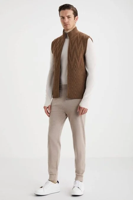 Activewear Merino Yün Tütün Rengi Yelek