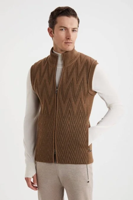 Activewear Merino Yün Tütün Rengi Yelek