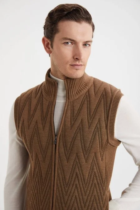 Activewear Merino Yün Tütün Rengi Yelek