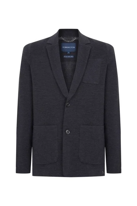 Extrafine Merino Antrasit Triko Blazer Ceket