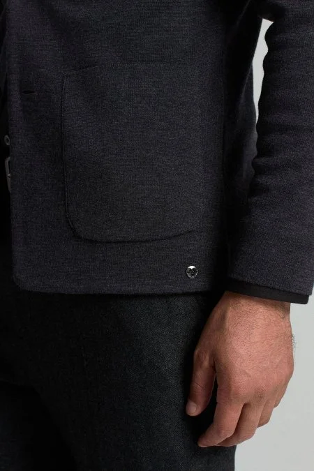 Extrafine Merino Antrasit Triko Blazer Ceket