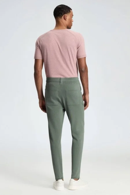 Bağcıklı Haki Slim Fit Triko Pantolon