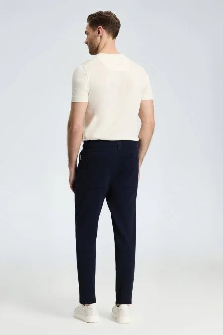 Bağcıklı Lacivert Slim Fit Triko Pantolon