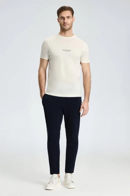 Bağcıklı Lacivert Slim Fit Triko Pantolon